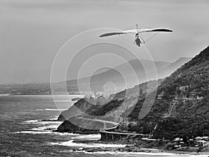 Sky gliding stanwell tops BW photo