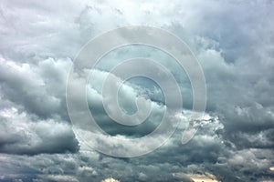 Sky with gray heavy clouds