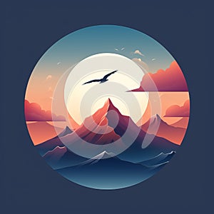 Sky Inspired Vector Logo With Mountain Silhouette