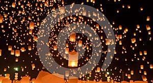 Sky lanterns festival, Thailand