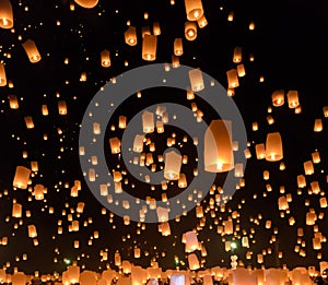 Sky lanterns festival in Thailand