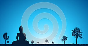 Silhouette of Buddha statue.