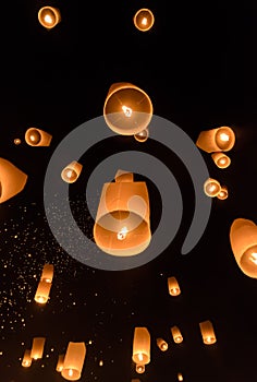 Sky lanterns festival or Yi Peng festival in Chiang Mai, Thailand