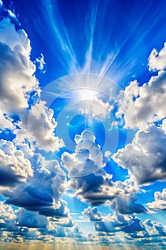 The sky is large, bright, beautiful and has white clouds photo