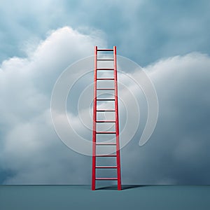 Sky is the limit, red ladder going up, metaphor