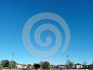 Sky linee with a Town. City of Gottolengo in Brescia, Italy. View of a town and sky photo