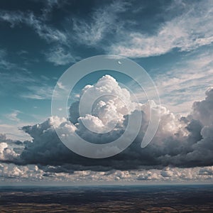 In the sky with a lot of clouds, dramatic clouds and atmosphere.