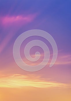 Sky midday sunlight beams rainbow pastel gradient pale orange-pink purple-blue dramatic. Beautiful sunny day soft light clouds