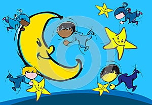 Sky,Moon, Stars, Cartoon for Baby Children-Diversity