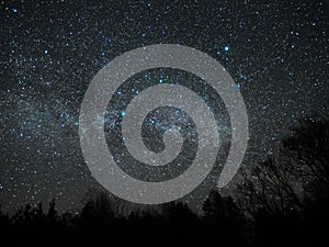 Night sky and milky way stars, Cygnus and Lyra constellation photo