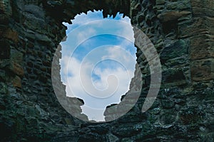 Sky through a old castle window