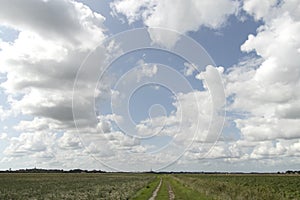 Sky over crop fields in Zeeland, netherlands