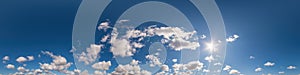 Blue sky panorama with Cirrus clouds. Seamless hdr 360 degree pano in spherical equirectangular format. Sky dome or