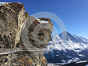 Sky path with breathtaken alpine view in Grindelwald, Jungfrau. Switzerland