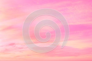 Sky in the pink and blue colors. effect of light pastel colored of sunset clouds cloud on the sunset sky background