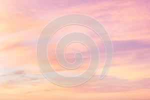 Sky in the pink and blue colors. effect of light pastel colored of sunset clouds cloud on the sunset sky background