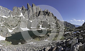 Sky Pond and Sharktooth Panorama