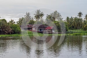 Sky after rain and countryside scenery along Tha Chin riverMaenam Tha Chin,Nakhon Pathom,Thailand