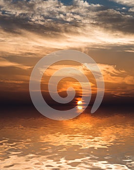 Sky reflected in water surface.