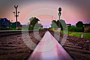 Sky reflecting along the railway landscape in Estonia.