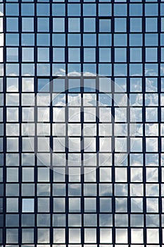 Sky reflection in windows of an office building