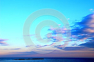 Sky with scenic clouds over the sea in Cupra Marittima