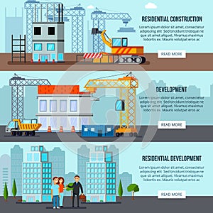 Sky Scraper Construction Flat Banners