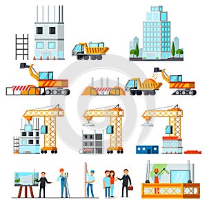 Sky Scraper Construction Flat Set