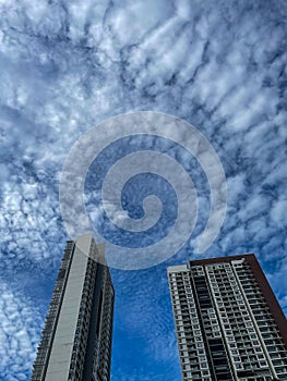 sky scrapper with white and blue skies