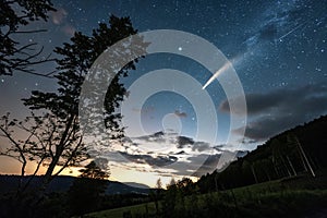 Sky stars comet an abstract background