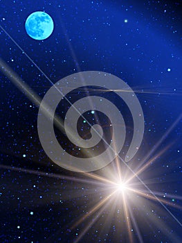 Sky stars comet moon