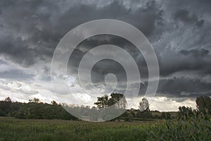 Sky with storm clouds over a field in Hungary