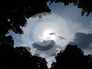 Sky with sun and clouds