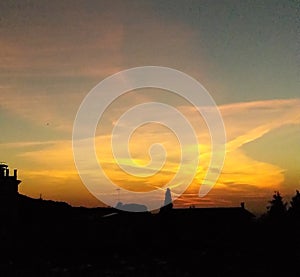 Sky sunset Red clouds panorama