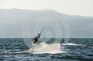 Sky-surfing on lake Kinneret photo