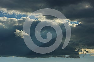 Sky with thunderstorm clouds.