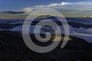 Sky with tonal variety, blue, yellow and white range. Chest of perote photo