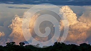 Dramatic sky with towering clouds