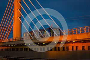 Sky train bridge between Vancouver and Richmond BC Canada