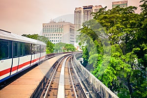 Sky train through the city center in Kuala Lumpu