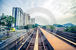 Sky train through the city center in Kuala Lumpur