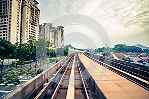 Sky train through the city center in Kuala Lumpur