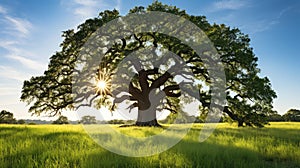 sky tree in field with sun