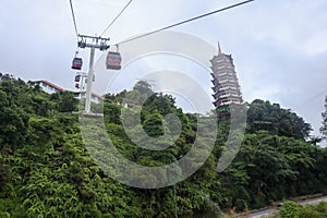 sky view and chin swee caves temple on skyway cable car, genting, malaysia
