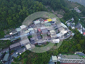 The sky view of city in the mountain in taiwan