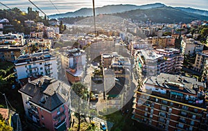 Sky view of the city of Rapallo in Liguria, Italy