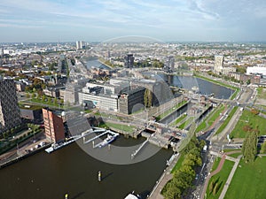 Sky view of Rotterdam city