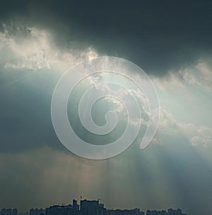 Sky view with sunshine and clouds