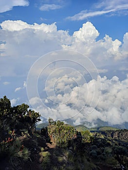 sky view from the top of the mount Merbabu, Central Java, Indonesia