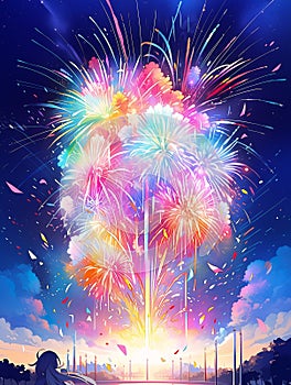 Vibrant Explosions: A Colorful Celebration of Independence Day w photo